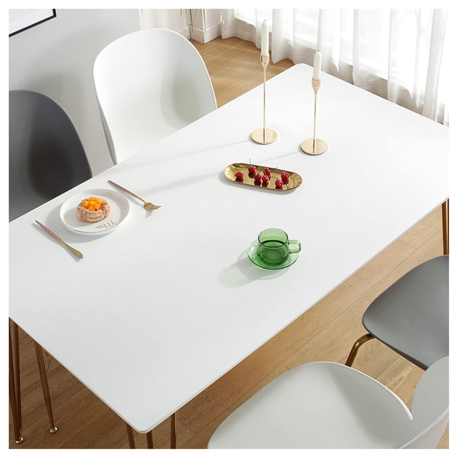 Tovaglia rettangolare impermeabile in pelle ecologica in poliuretano, resistente all'olio, resistente al calore, lavabile, per tavolo da pranzo, colore nero (90 x 150 cm)