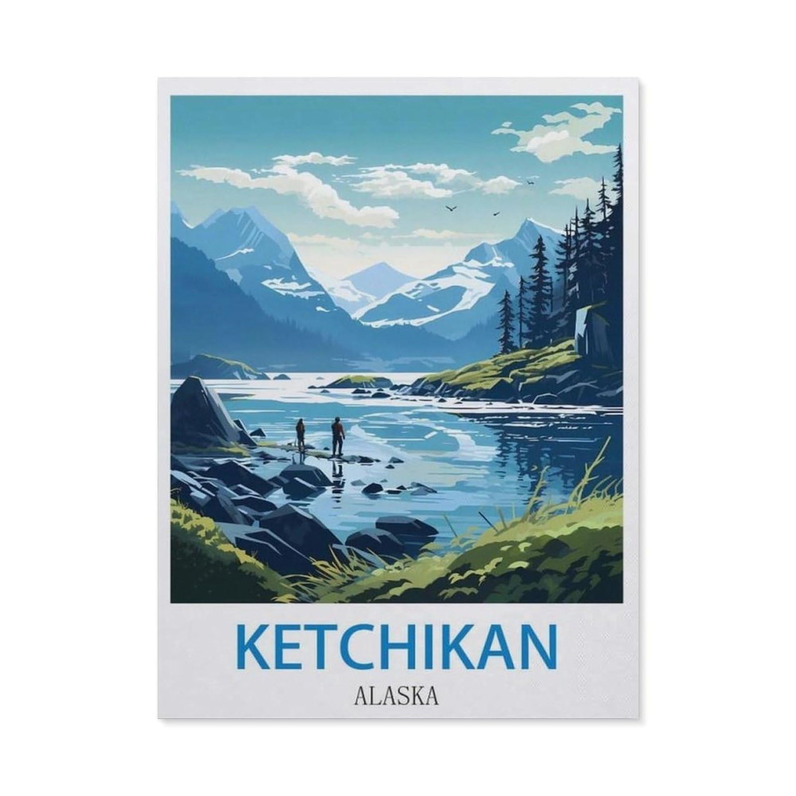 BEAYODKP 5D DIY Full Round Drill Diamond Painting，Ketchikan Alaska，Embroidery Full Round Diamond Cross Stitch Rhinestone Mosaic Decor Gift（50 x 60 cm/19.68 x 23.62 inches）-CK57