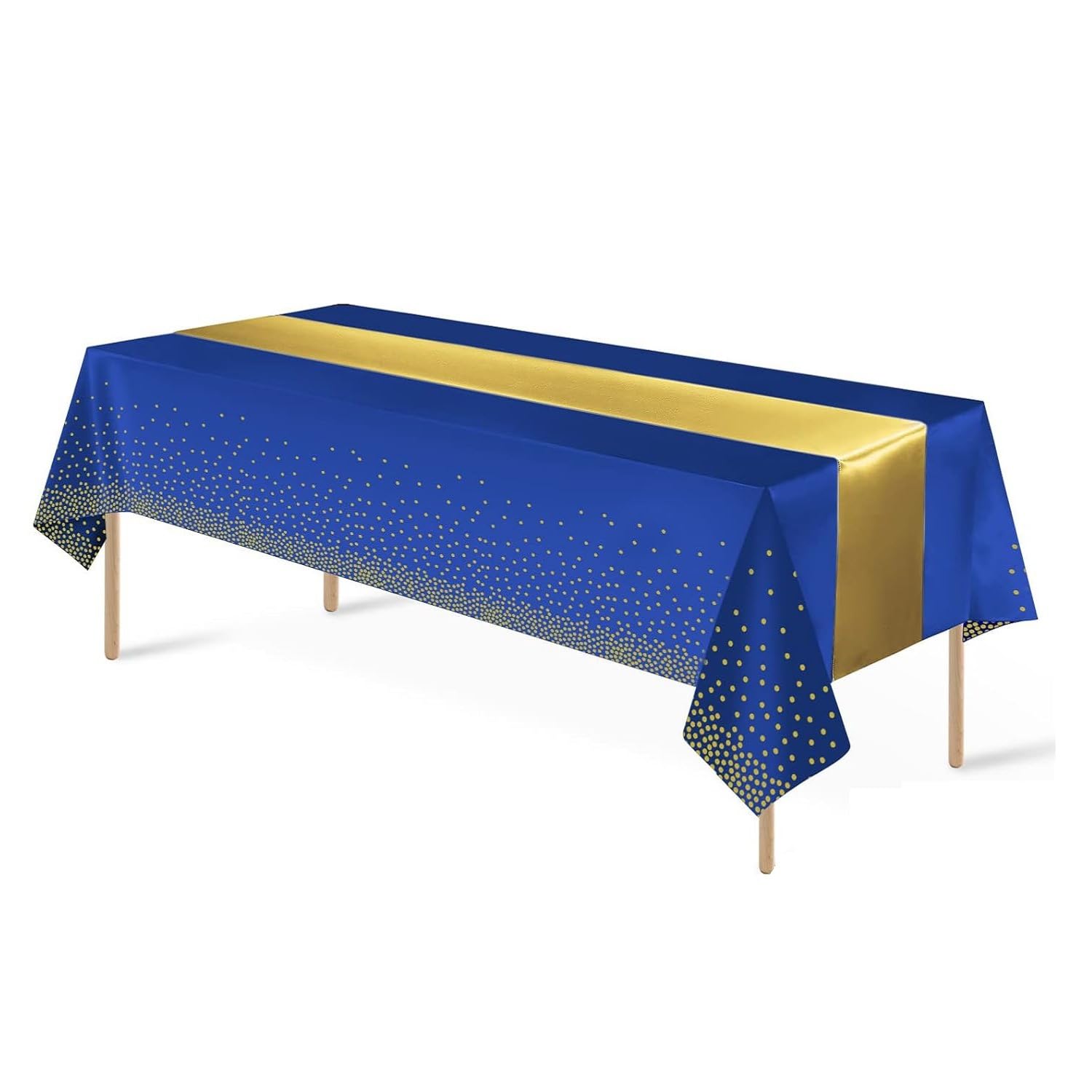 Tovaglia Blu E Oro Con Pois Dorati - 137x274 Cm In Plastica Biodegradabile Per Feste E Compleanni - Foto 11