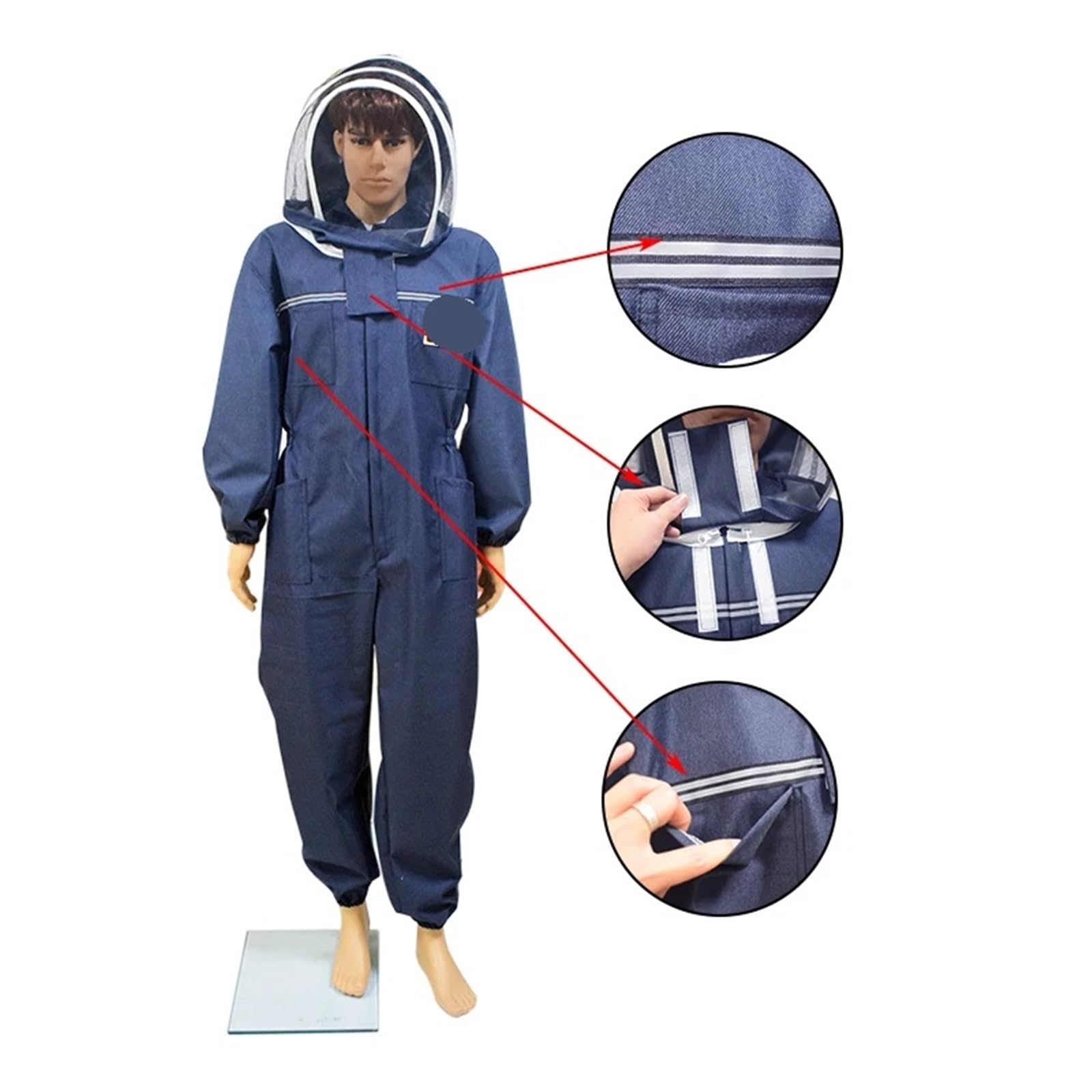 Traje de apicultor Profesional Chaqueta de apicultura con ventilación corporal completa y capucha velo protección. Ropa apicultor(XXL)
