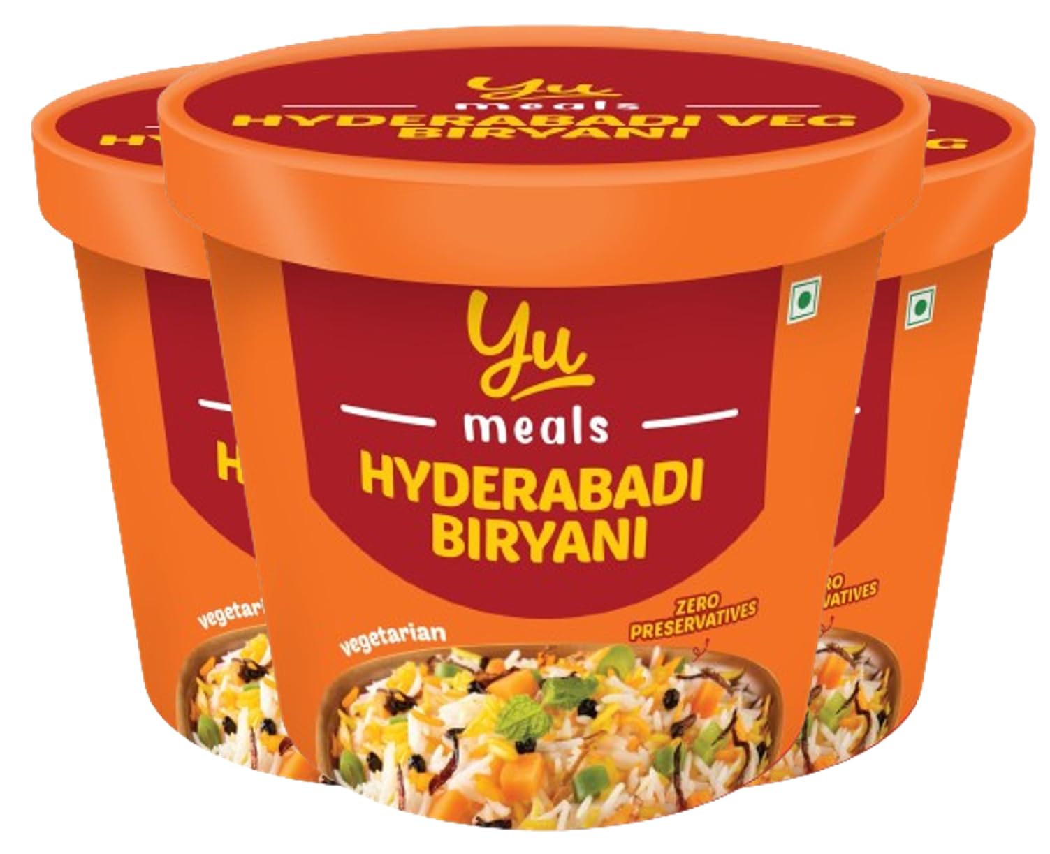 Veg Hydrabadi Biryani - Made with Basmati Rice - Pack of 3 - Zero Preservatives & 100% Natural Ingredients - Ready to Eat Instant Cup Biryani - 210g (70g x3) - Yu (B0D6GPQNM2) Amazon Price History, Amazon Price Tracker