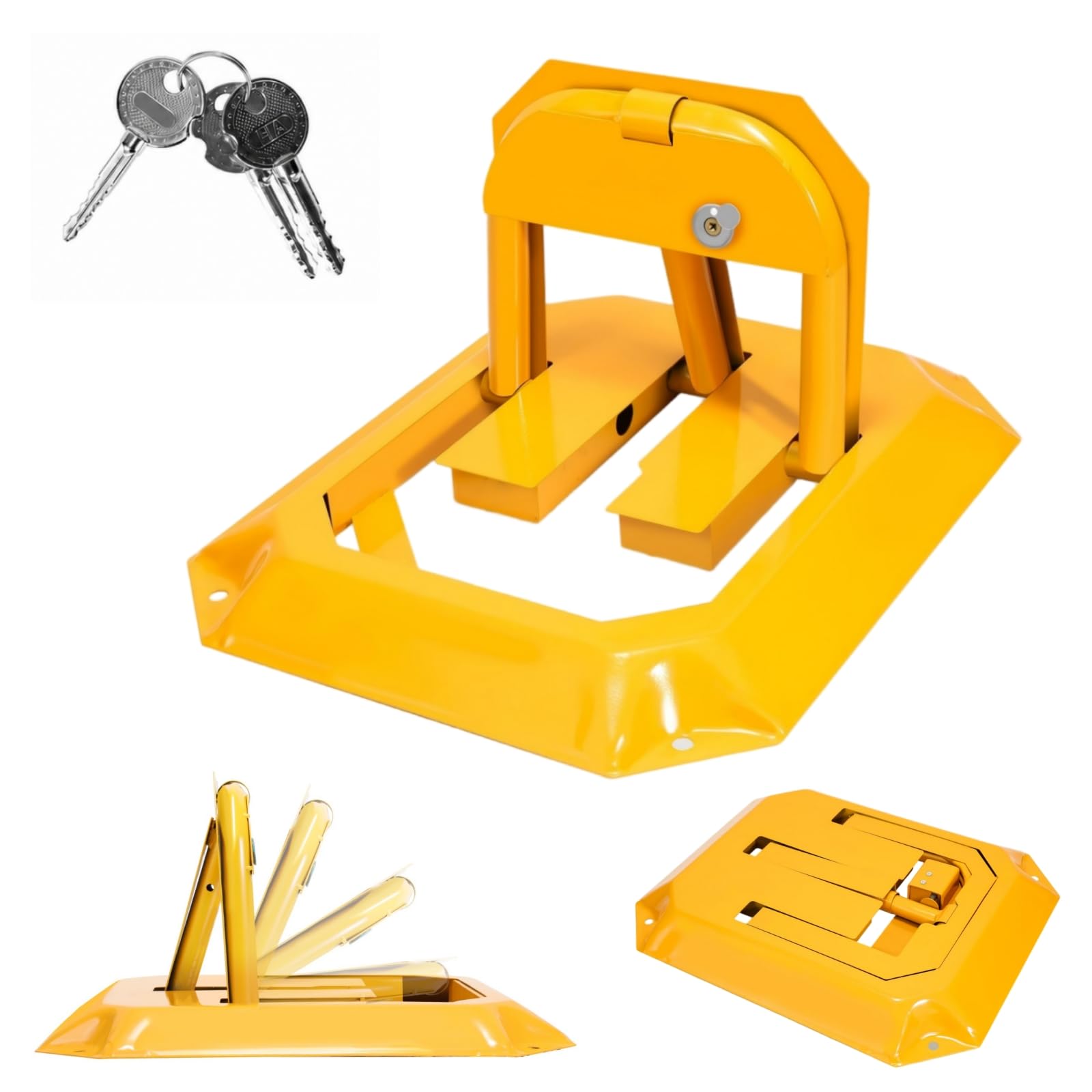 Sonnewelt Blocco Parcheggio Pieghevole con 3 Chiavi, Dissuasore Parcheggio in Acciaio, Barriera Posto Auto fino a 5000 kg, 55,5 x 46 x 32 cm, per Garage Vialetto
