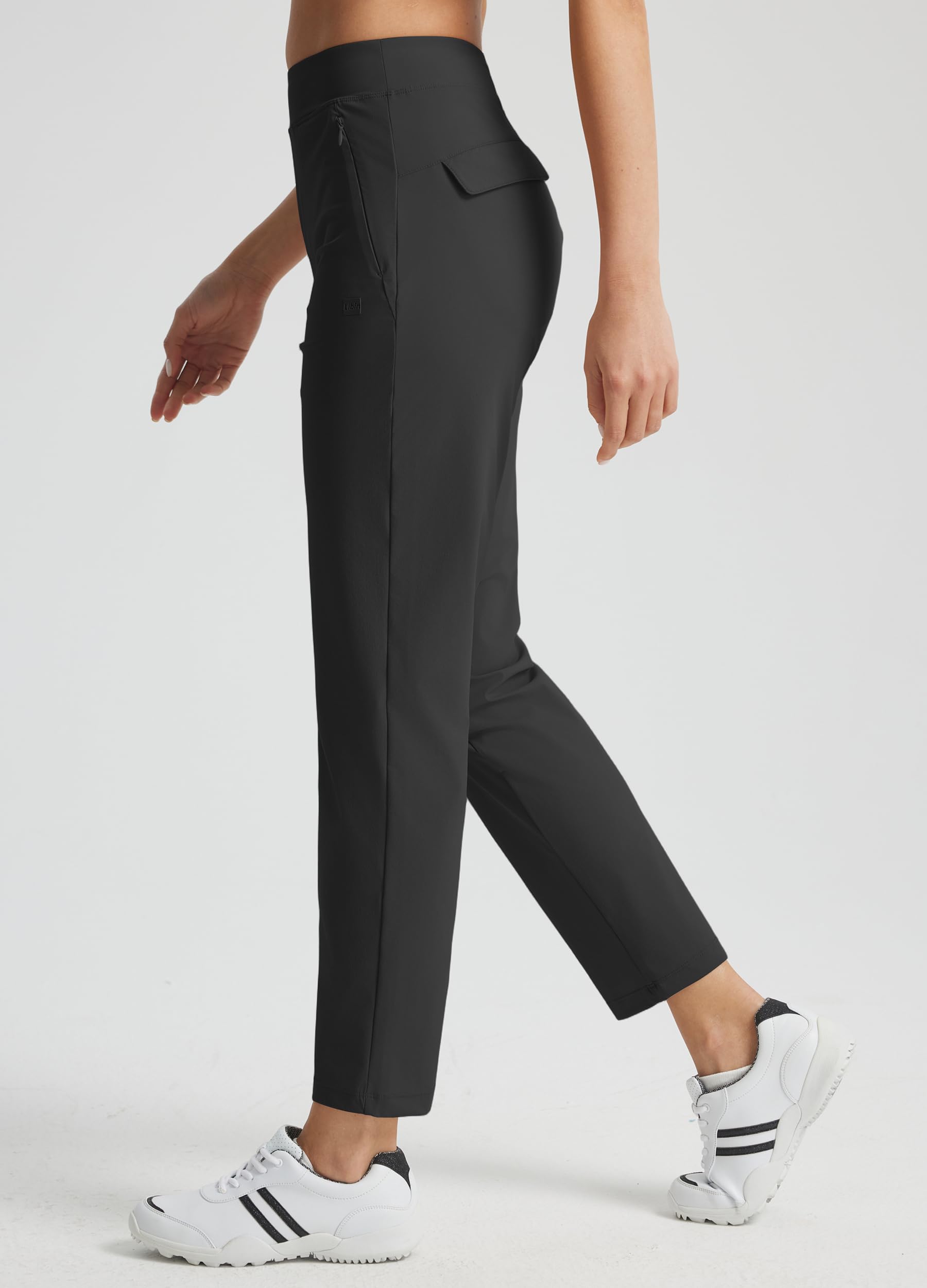 Libin Women's Golf Pants Stretchy Travel Dress Pant High Waisted Zipper Pockets Straight Leg Soft Work Lightweight — view 3