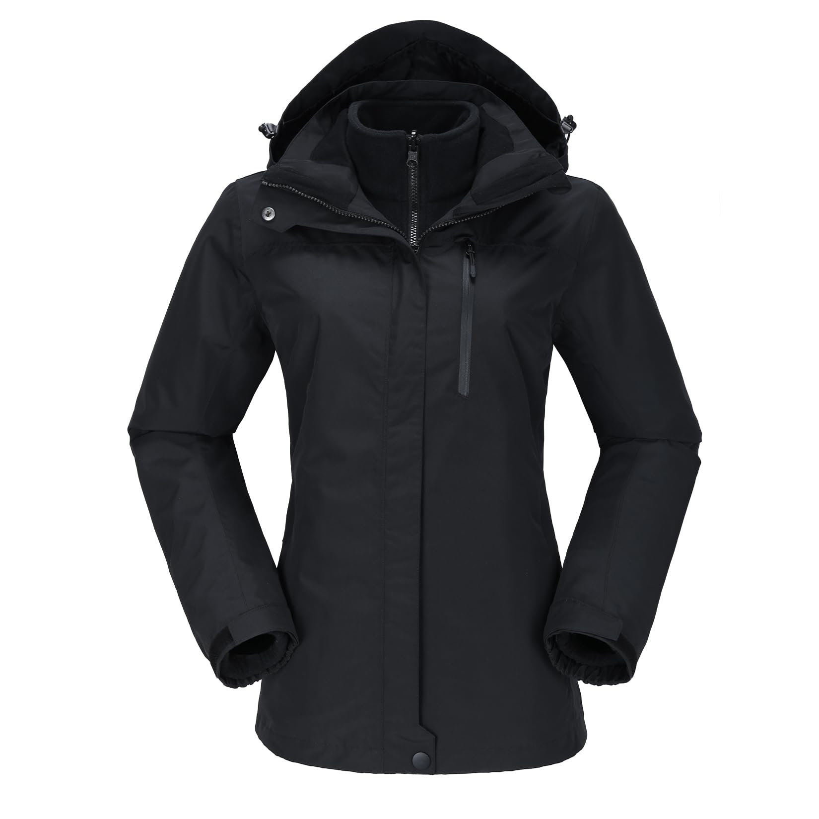 OutPro Damen 3-in-1-Skijacke wasserdicht winddicht Winterjacke Outdoor Wandern mit Fleece gefüttert doppellagige abnehmbare Kapuzen-Funktionsjacke