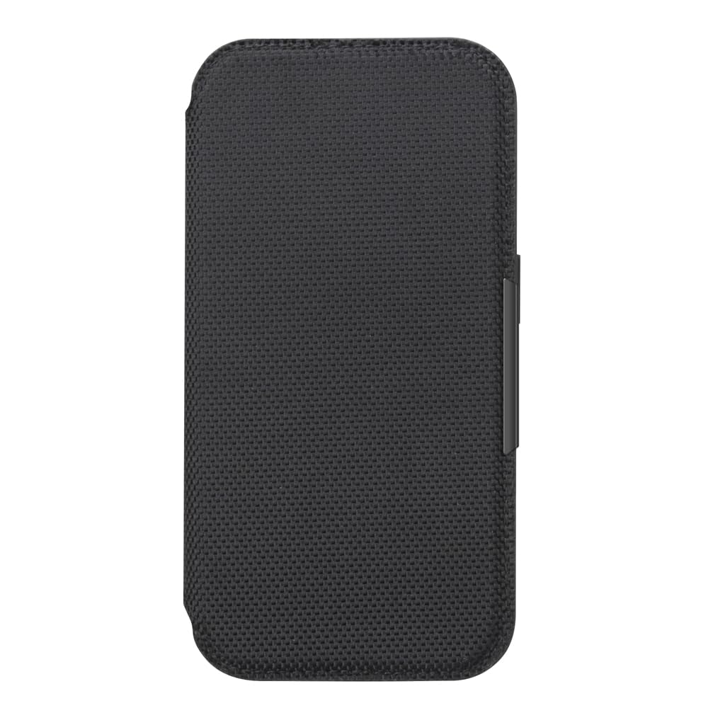 iPhone17e / iPhone16e 用 ガラスフリップケース ナイロンメッシュ調/ブラック PG-25KGF03BK