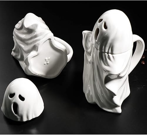Miniatura 2 de Taza fantasma, taza de café de Halloween, taza de café de fantasma, taza de café de cerámica de fantasma incandescente, 15 onzas líquidas (nueva)