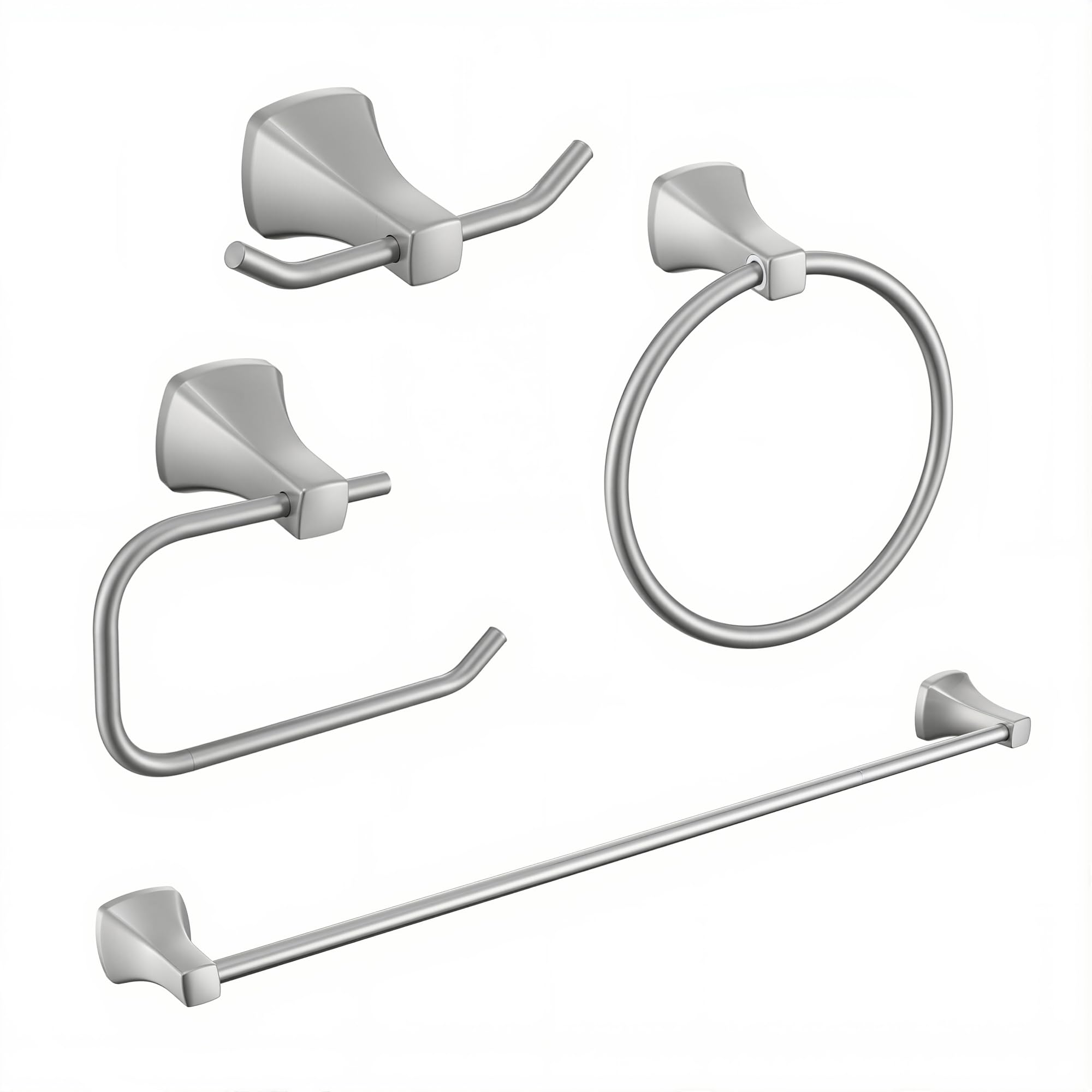 4 Pcs Gold Bathroom Hardware Set - Brushed Brass Gold Bathroom Accessories Kit, Stainless Steel Wall Mounted 23.6 Inch Towel Bar | Towel Hook | Toilet Paper Holder | Hand Towel Holder — Amazon image 9