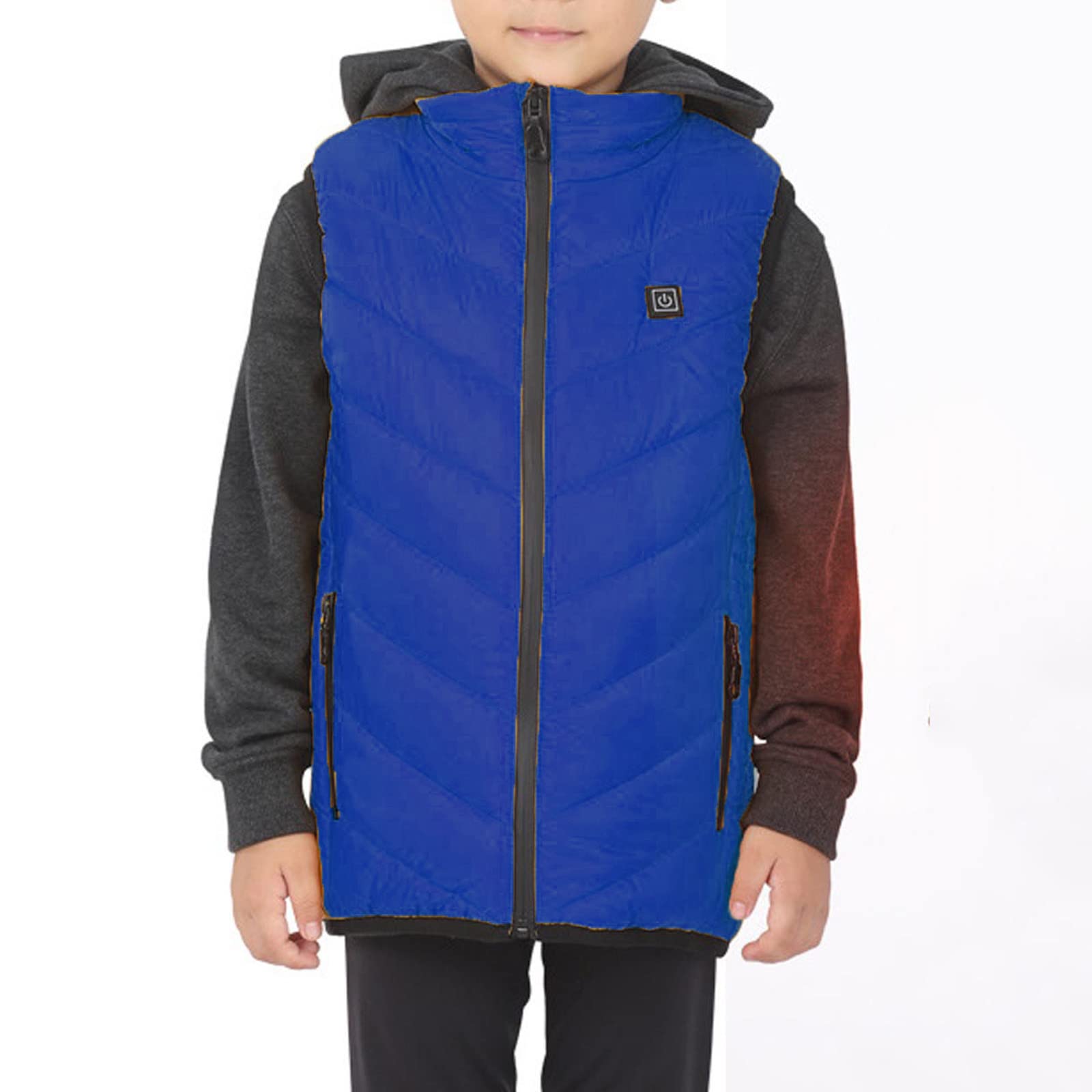 Gilet Chauffant USB Enfants Manteau Doudoune Chauffant Electrique Garçons Filles avec 3 Zones de Chauffage Sans Manche Veste Chauffante Doudoune Enfants Vêtements Chauffants