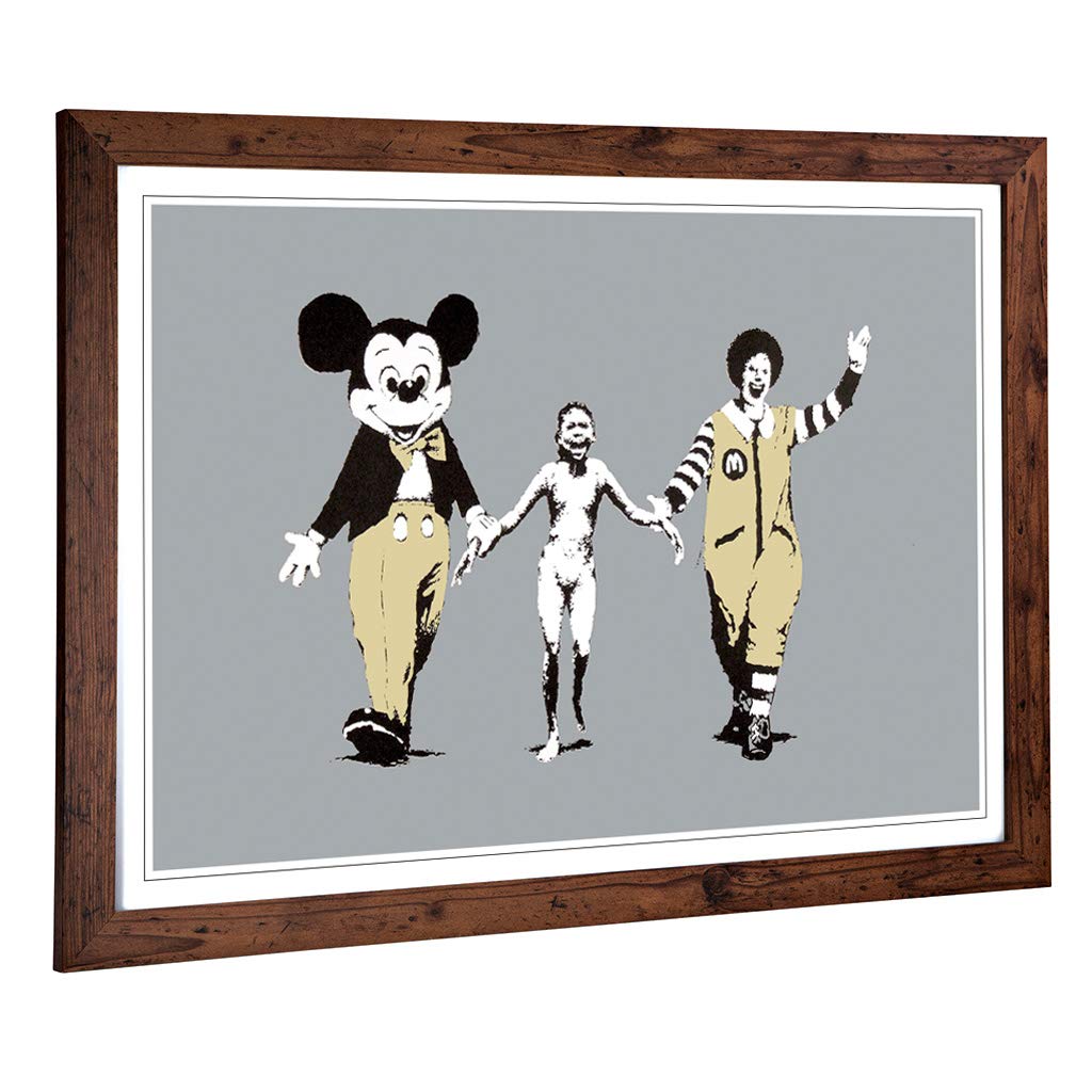 Big Box Art Framed Print of Banksy Napalm Graffiti Design | Wall Art Picture | Home Decor for Kitchen, Living Room, Bedroom, Hallway, Walnut, A2 / 24.5x18 Inch / 62x45cm
