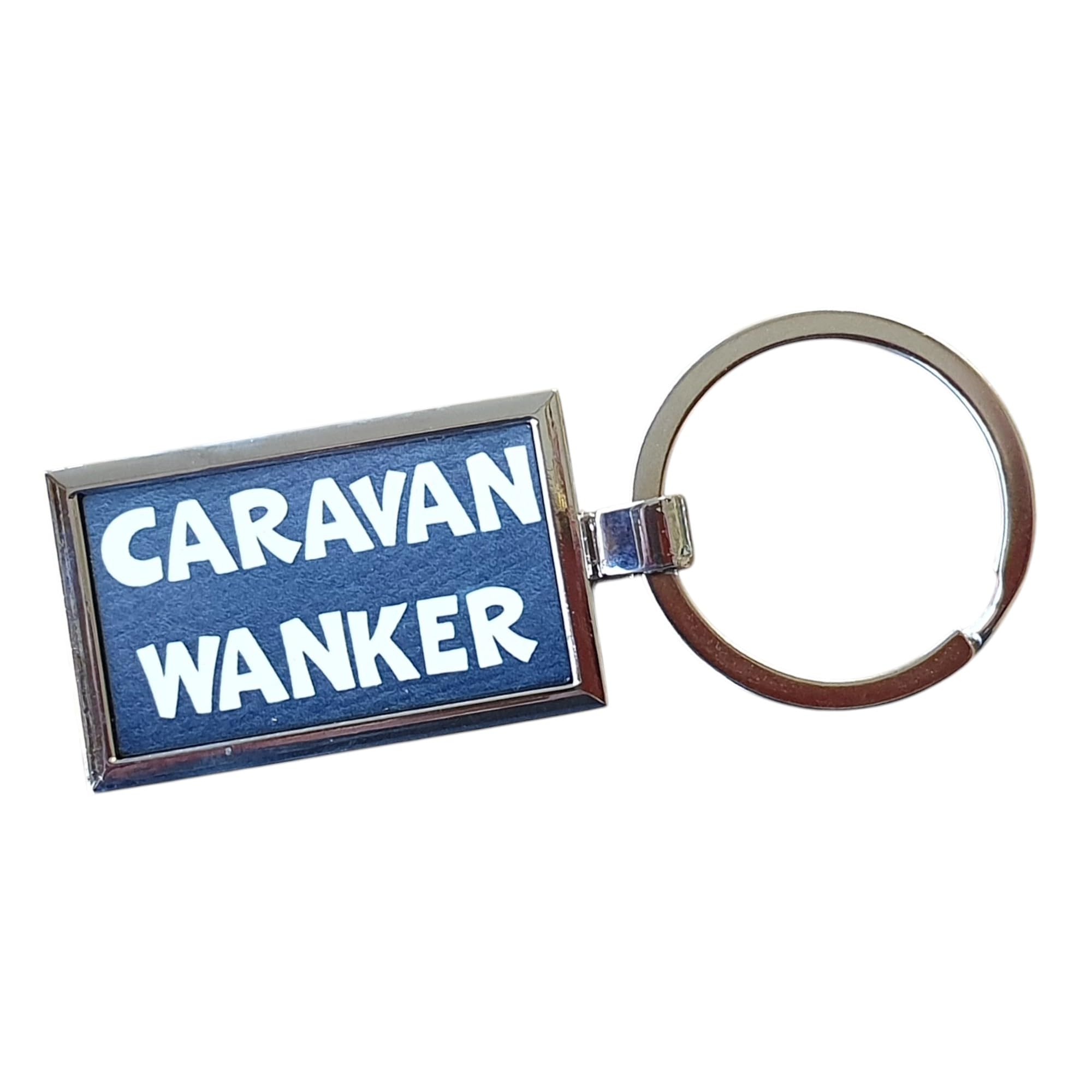 Decalarama Chrome Caravan Keyring Gift - Caravan Wanker - Nice Fun Cute Cheeky Metal Key Chain Novelty Present