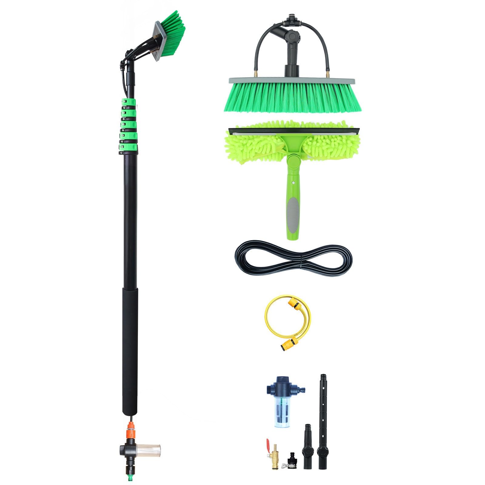 ZBBGTJK 12MWindow Cleaning Brush Pole with Soap DispenserAdjustable Water Fed Kit for Effortless Solar Panel & HighRise CleaningExtendable Reach Tool.