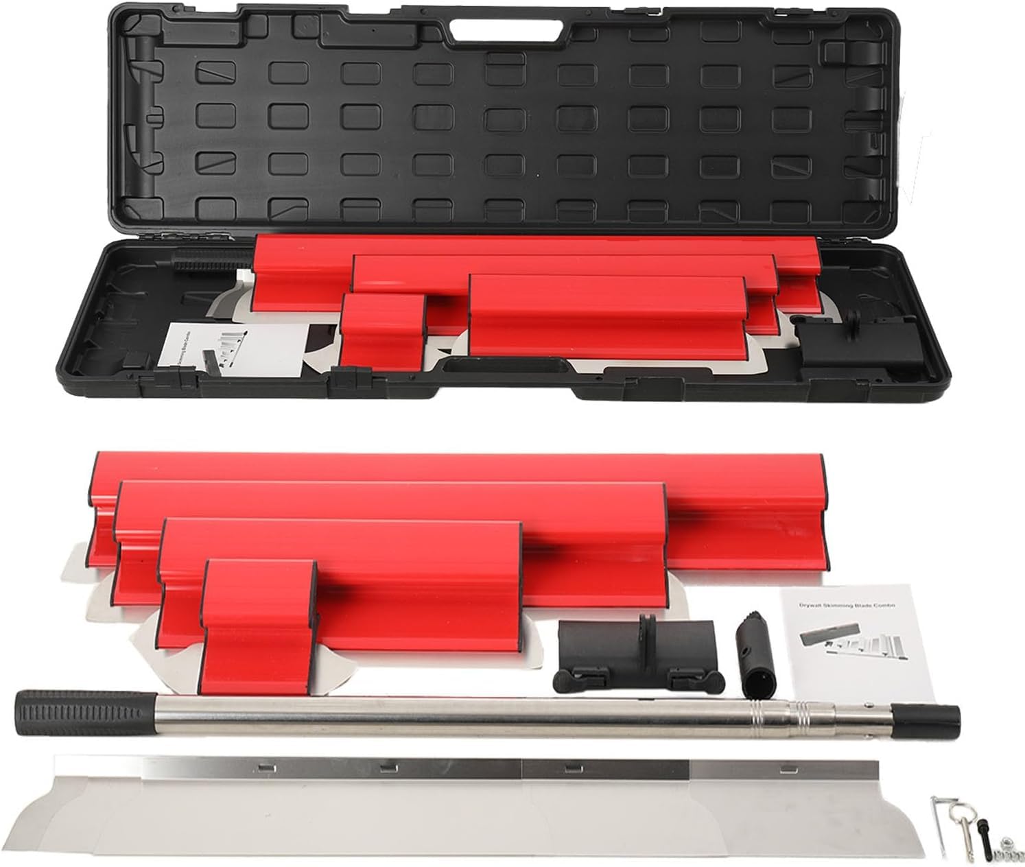 Spatola per Stucco Kit, Kit Spatole Professionali per Lisciatura, Spatola per Superfici con Maniglia di Estensione, Spatola di Finitura 25cm+40cm+60cm+80cm