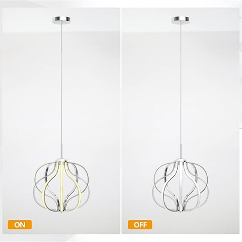 Miniatura 8 de Tangkula Candelabro LED moderno, lámpara colgante regulable con altura ajustable, lámpara de techo para dormitorio, sala de estar y comedor, LED