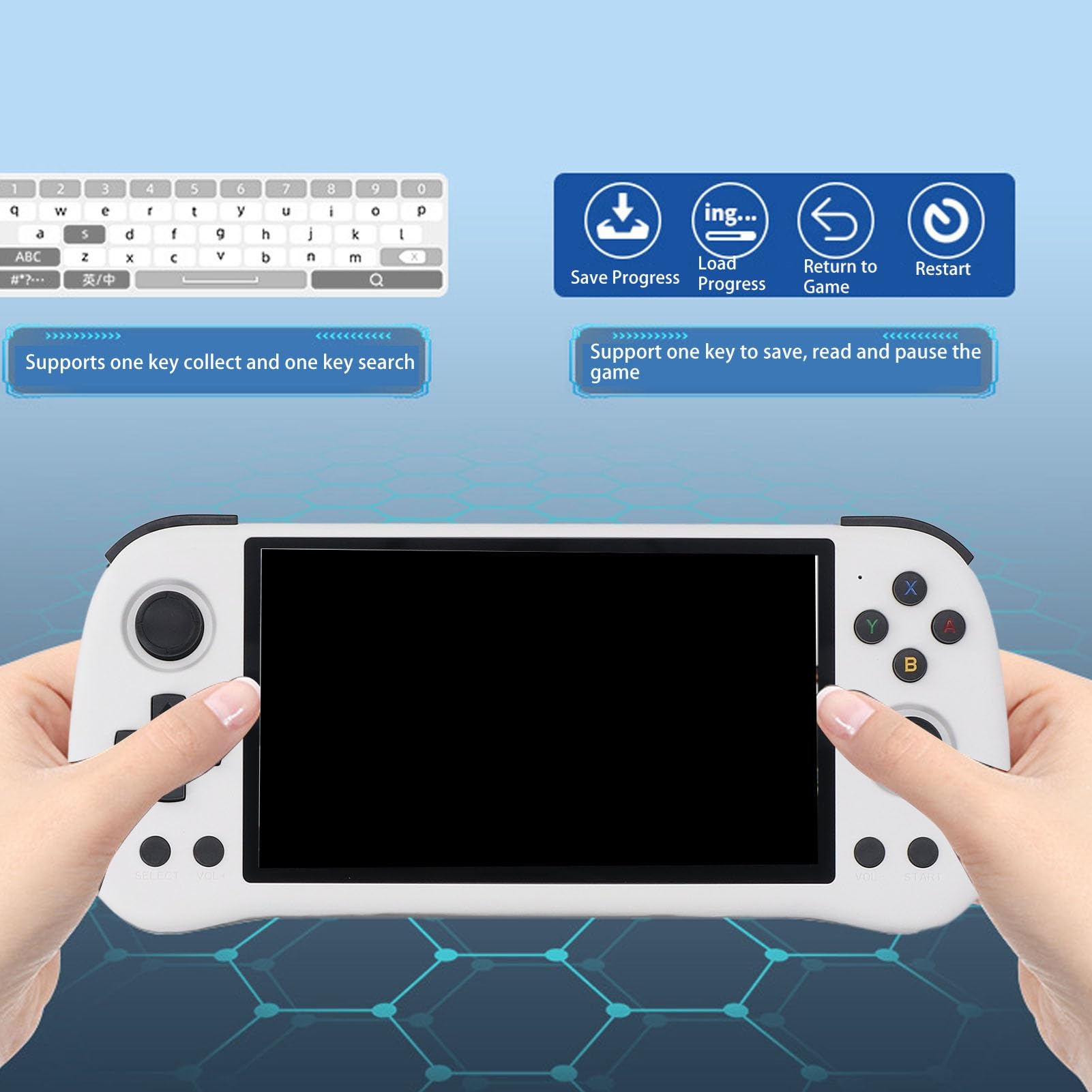 Generic Retro Konsola do Gier Przenośny Odtwarzacz Gier Wielofunkcyjny Procesor o Wysokiej Wydajności do Konsoli Wideo 5,5-calowa Karta Pamięci w Zestawie (16G i 256G)