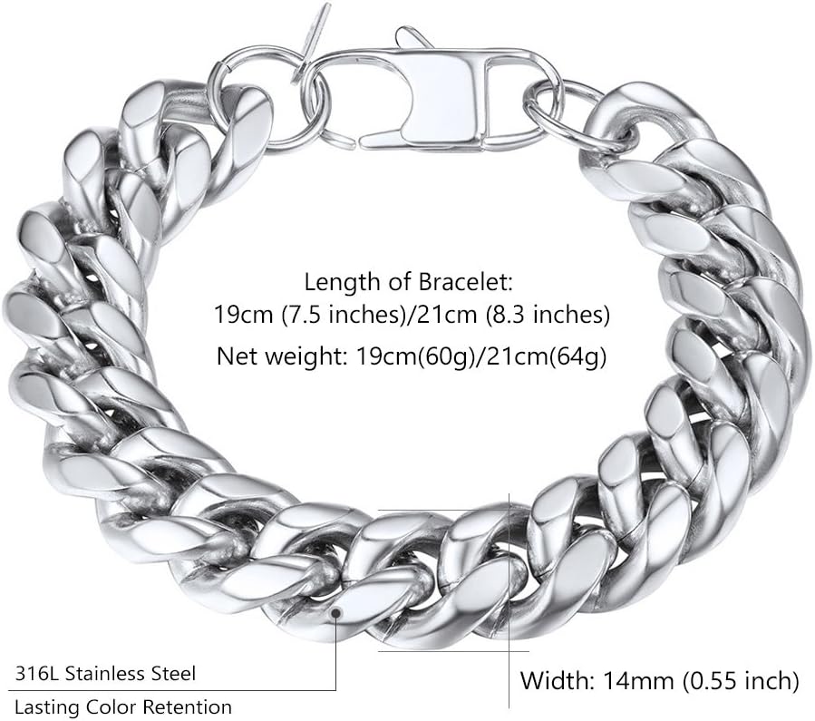 PROSTEEL Stainless Steel Bracelet for Men Women, Stylish Cuban Link Bracelets, Black/18K Gold Plated, W:4.8mm/6mm/10mm/14mm, L:19cm/21cm, Come Box - Image 3