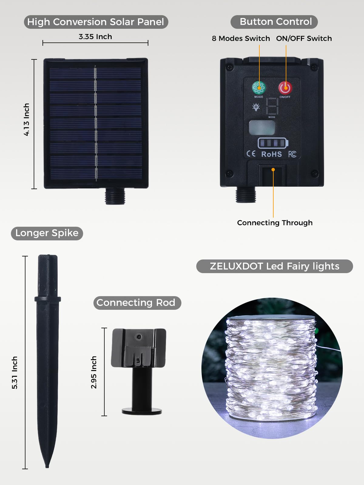 guirlande solaire LED blanche froide de 60m pour extérieur, étanche, avec 600 LED, idéale pour patio, jardin, arbres, mariage, Noël.