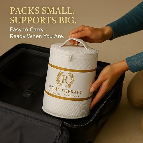 Miniatura 9 de Royal Therapy Paquete de 2 almohadas de espuma viscoelástica Queen, cervical, almohada de contorno Queen, almohada ortopédica para apoyo de cuello,