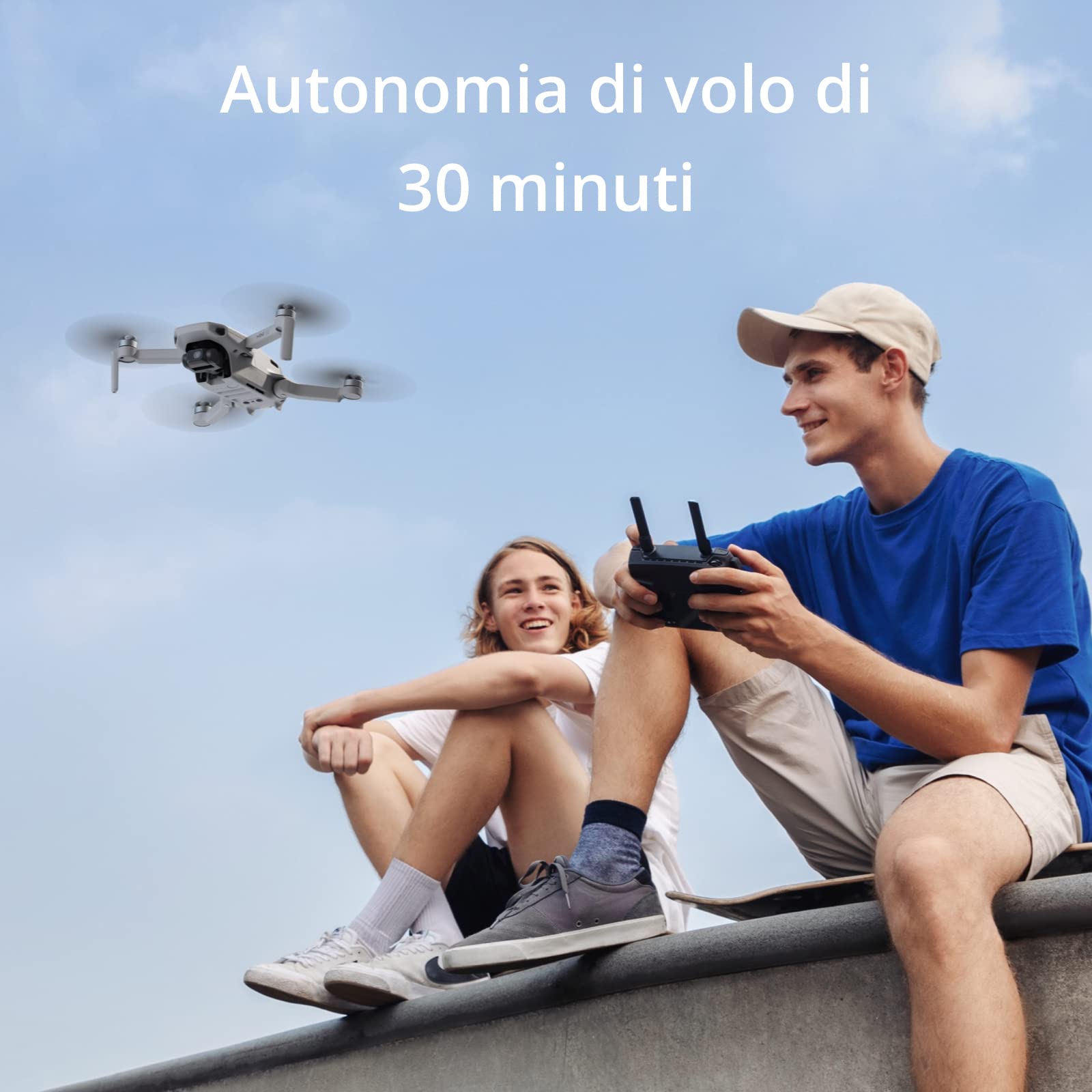 DJI Mini SE Fly More Combo Drone con Fotocamera con Stabilizzatore a 3 Assi, Fotocamera 2.7K, GPS, Autonomia di 30 min, Mini Drone da Meno di 249 g / 0,55 lb, Resistenza al Vento di Livello 5