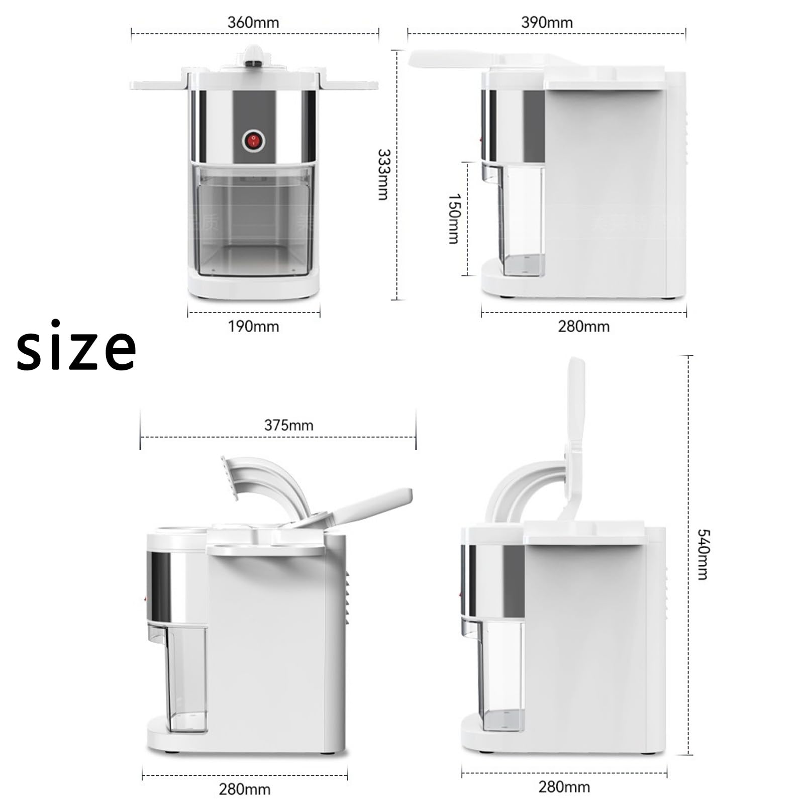 Tritaghiaccio Professionale, Macchina per Granita da 200 W, con Lame in Acciaio Inox, Alta Efficienza 80 kg/h, capacità 2,5 L, per Granite E Bevande Ghiacciate