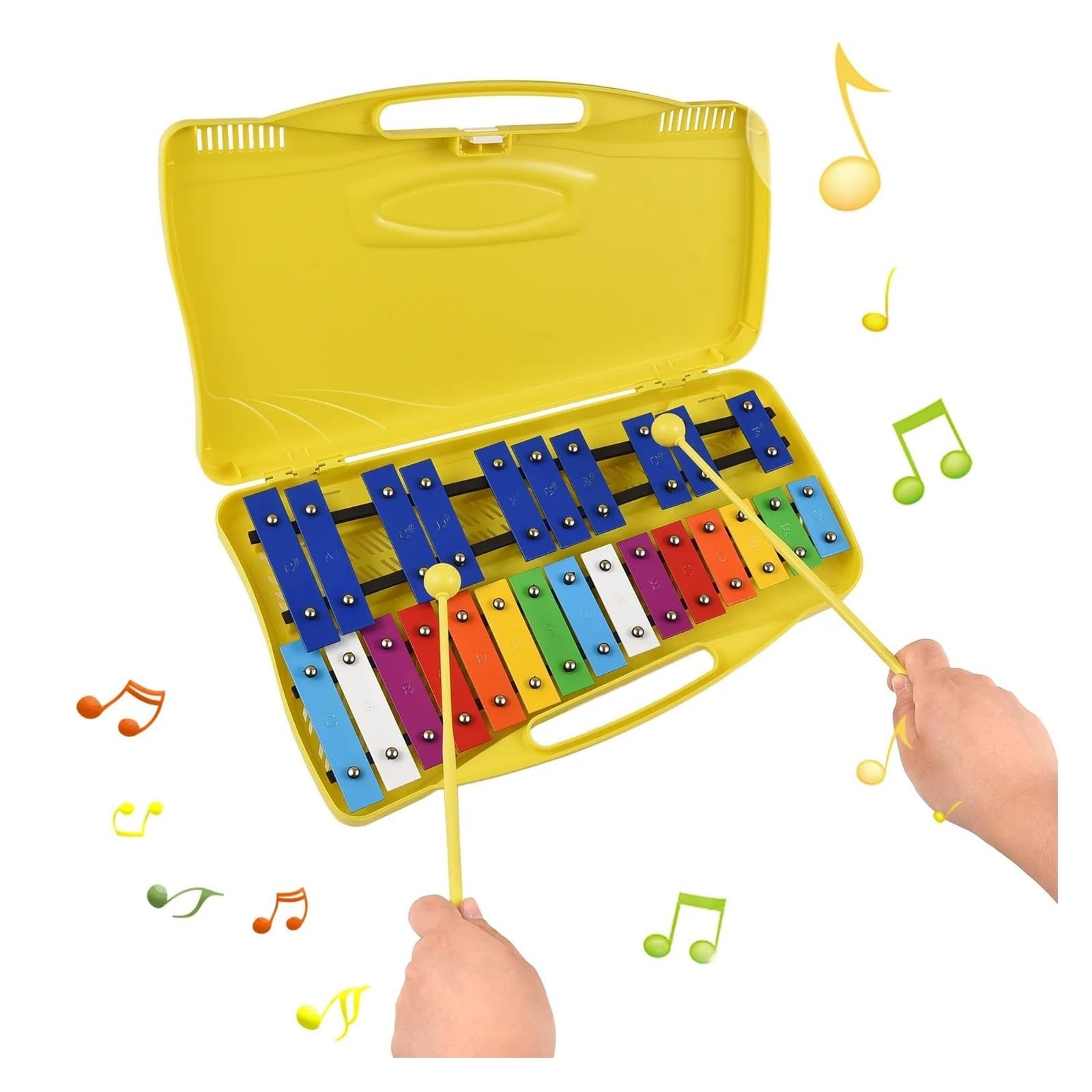 Xylophone Xylophone Glockenspiel 25 Notes Touches Métalliques Colorées Instrument De Musique À Percussion Et Rythme Avec 2 Maillets Portables