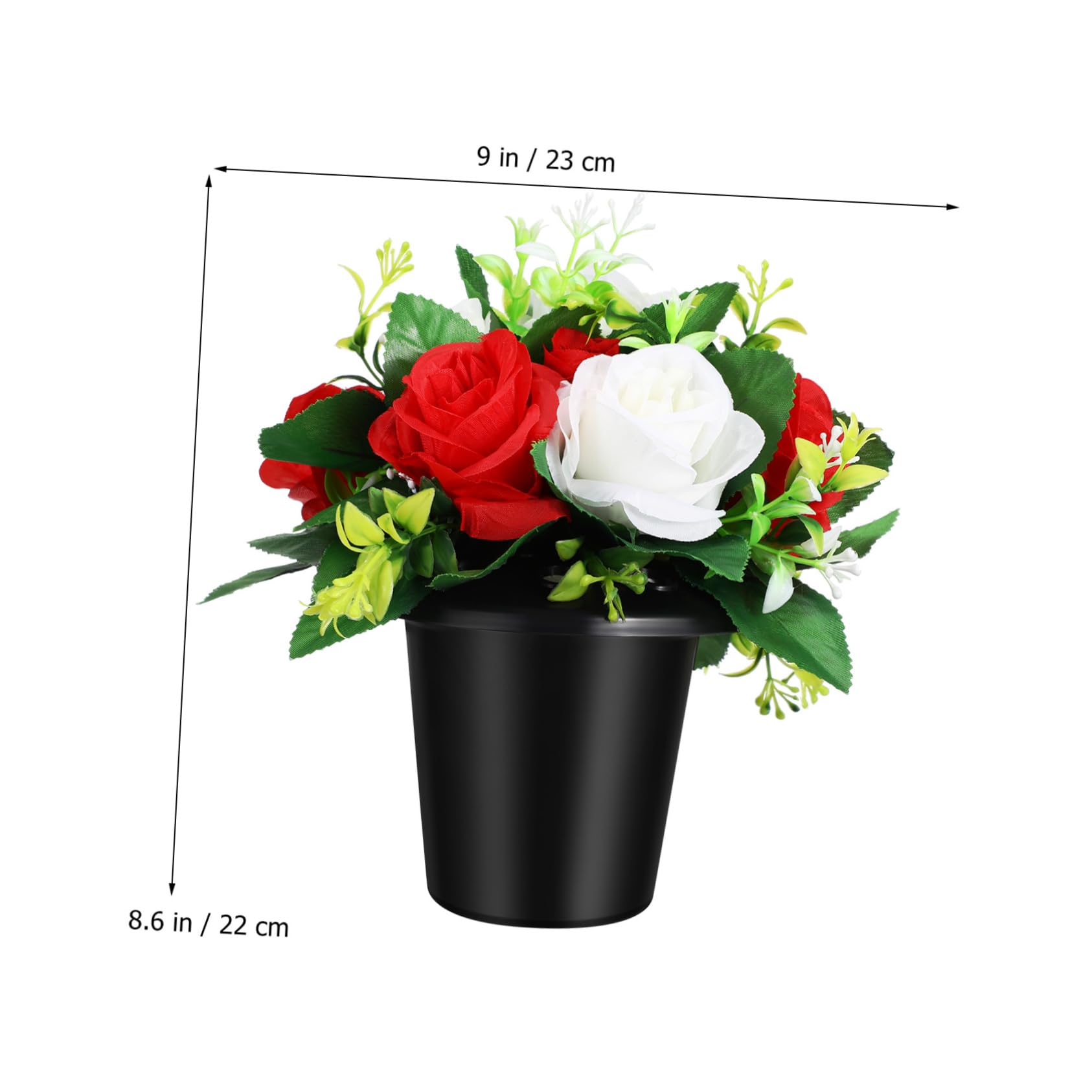 Fiori Artificiali per Cimitero Piccolo Secchio Resistente, Composizione Floreale Funebre Decorativa per Esterni, Set da 2 Pezzi per Decorazioni Tombali Commemorative