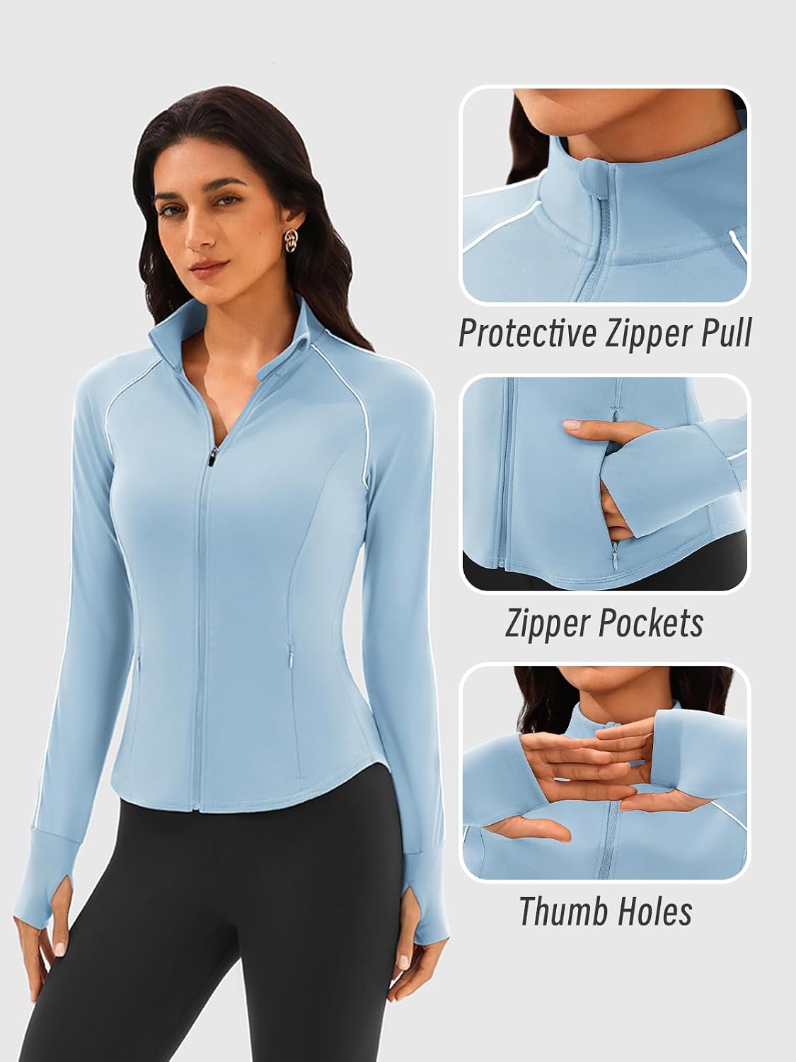Define Jackets for Women Workout Running, Lightweight BBL Jackets Athletic Track Jacket Slim Fitted, Full Zip Up with Pockets