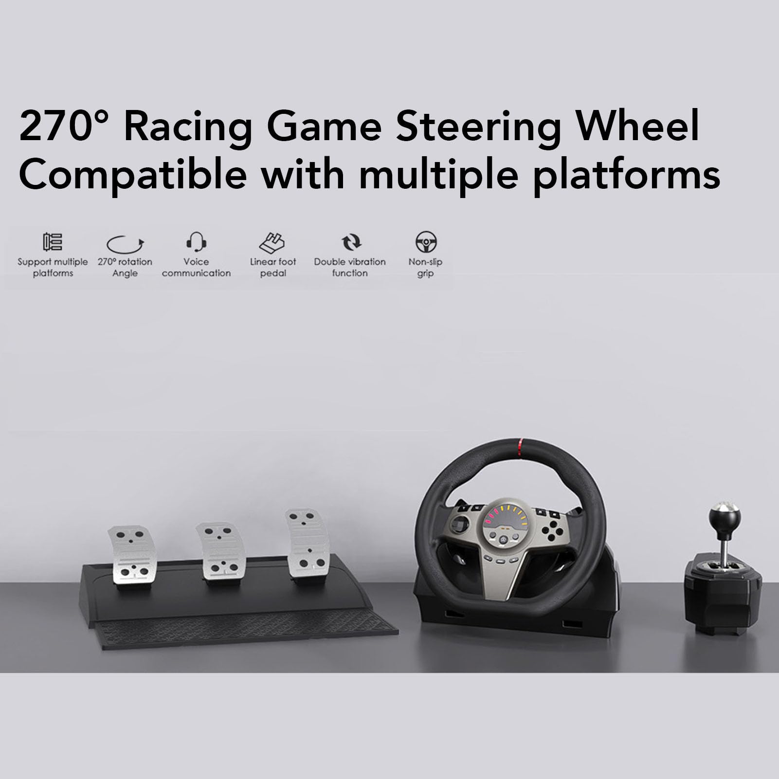Cuifati Juego de Volante de Carreras de 270° con Pedales Hall y Paletas de para Simulador de Conducción de Juegos de PC