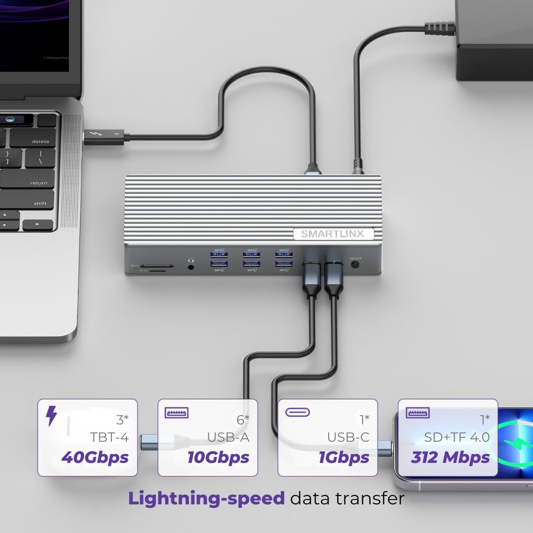 Amazon.com: Thunderbolt 4 Dock with DisplayLink, 21-in-1 USB-C/A