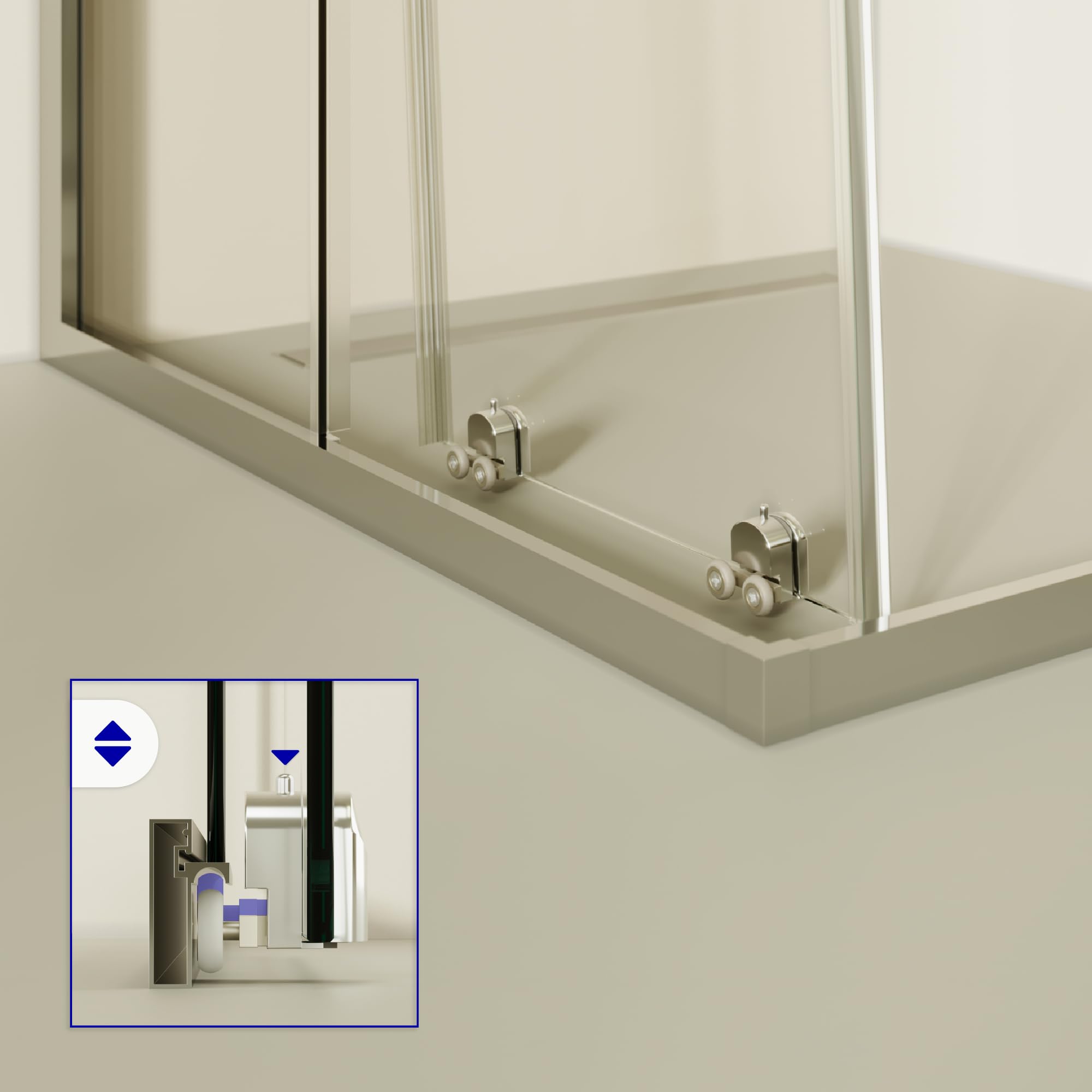 Mampara de Ducha Diana 70x140x190cm, REVERSIBLE, Puertas Correderas, Ajuste 67.5-69.5x137.5-139.5cm, Perfiles Cromados, Cristal Templado Transparente 6mm