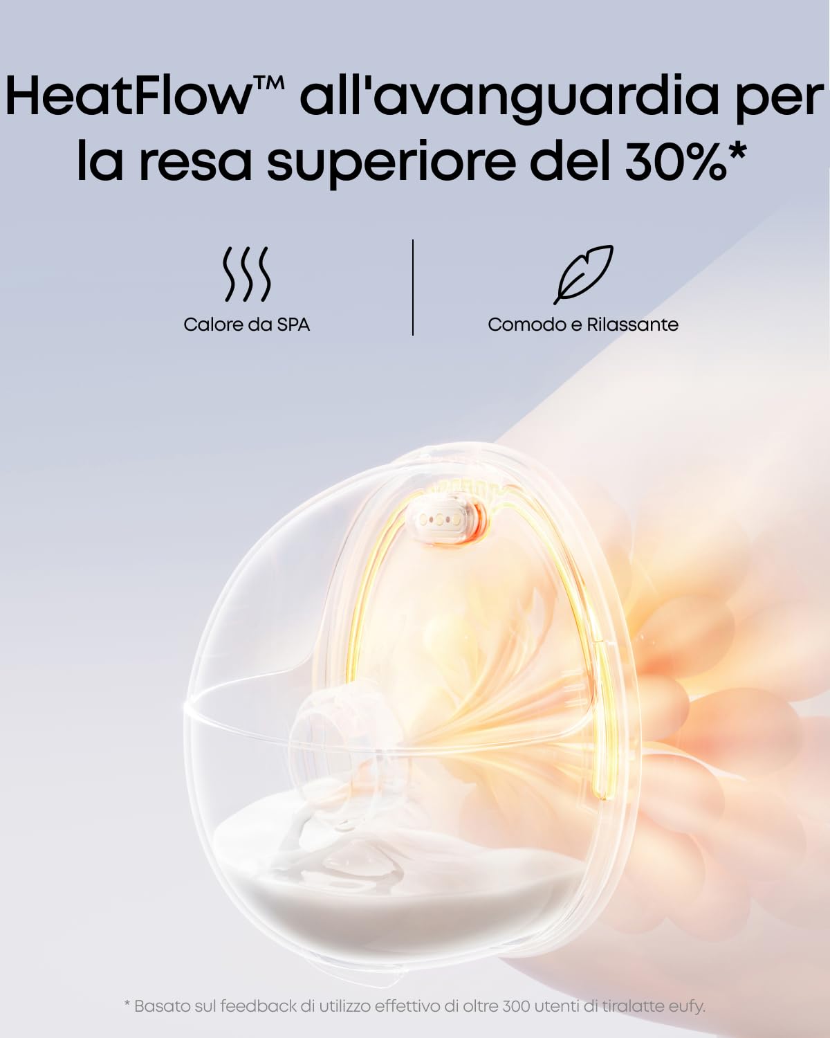 Eufy Security E20 Tiralatte Indossabile Riscaldato con 3 livelli HeatFlow™, aspirazione professionale, mani libere, controllo app, anti-perdite, silenzioso e compatto per uso col reggiseno