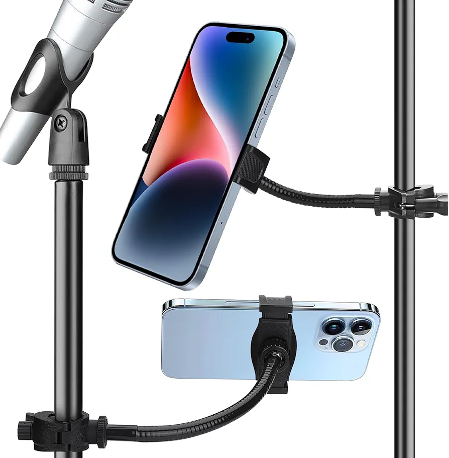 Support de téléphone, support de téléphone portable pour micro, support de téléphone flexible réglable pour microphone, musique, support de batterie, pour smartphone