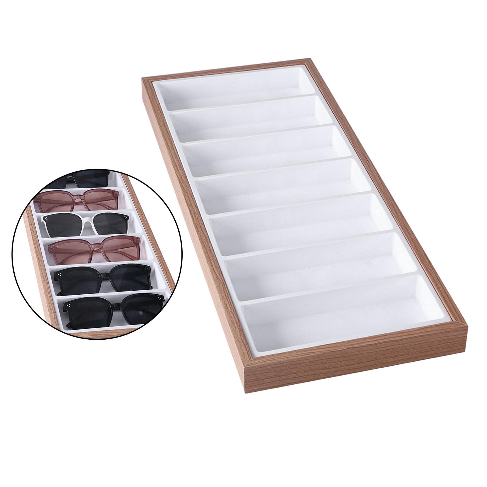 Juego de 2 bandejas apilables para gafas de sol, organizador de almacenamiento, color blanco