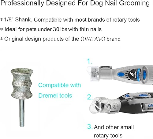 Miniatura 2 de Molinillo de uñas y recortador de uñas para perros, herramienta de aseo de uñas para perros Dremel - Accesorio para amoladora de uñas para mascotas
