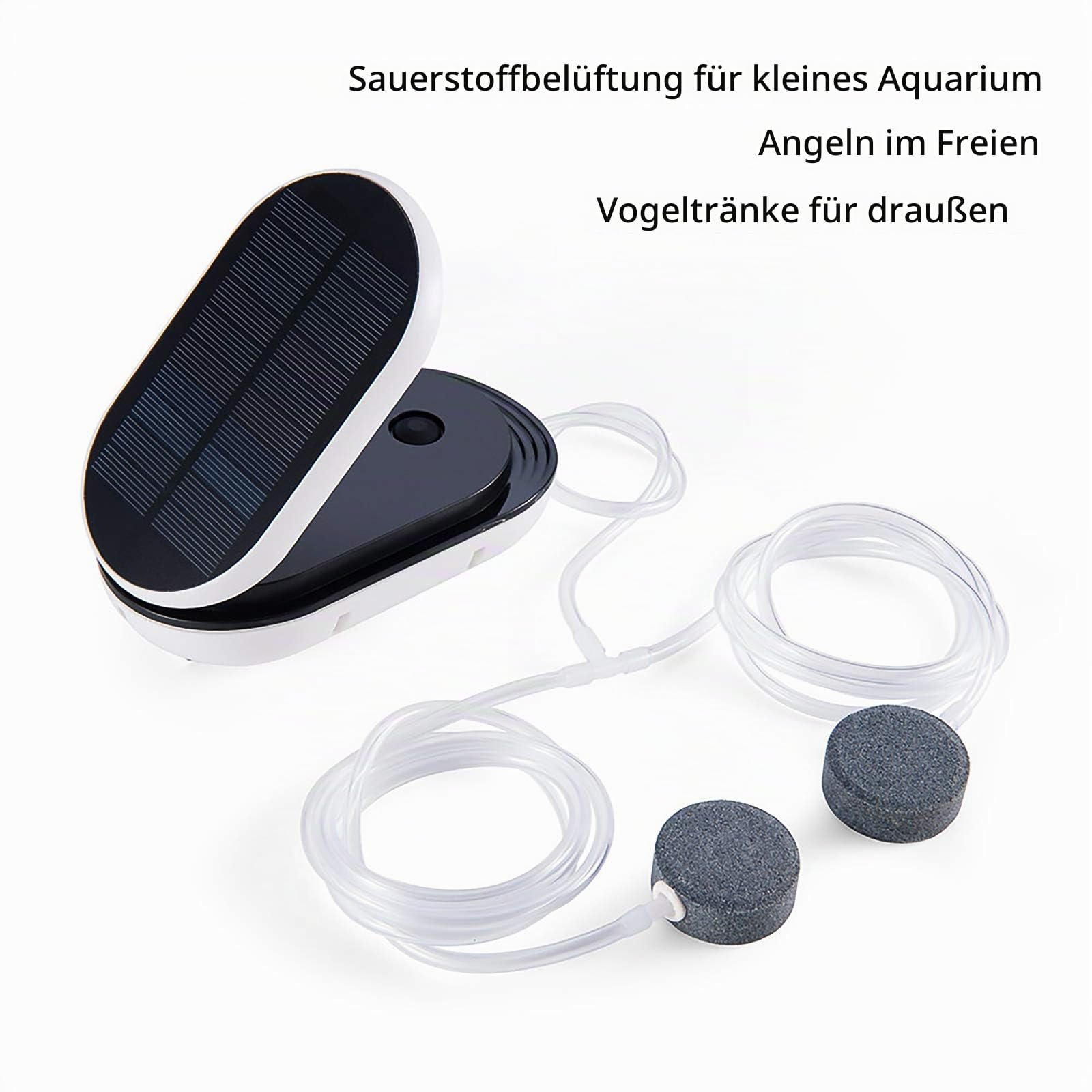 Teichbelüfter Solar, SUNJULY 3 Arbeitsmodi, Leise Einstellbar Aquarium Luftpumpe Sauerstoffpumpe für Teich Gartenteich mit 2 Sprudler