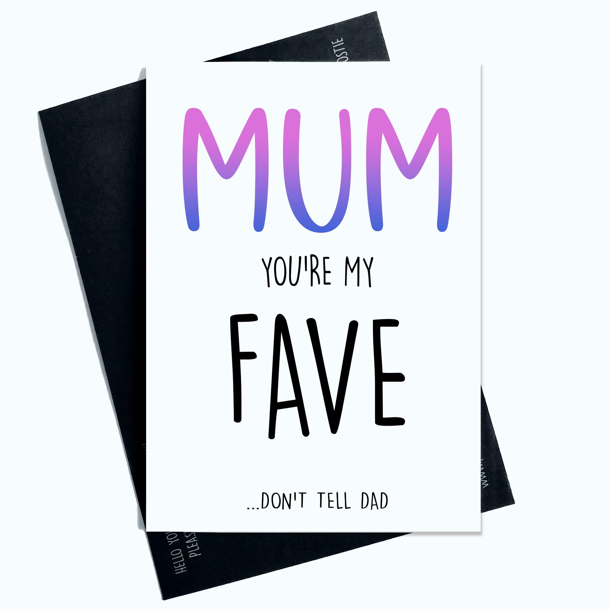 Peachy Antics Funny Birthday Card for Mum, You're My Fave Don't Tell Dad Joke, Purple & Pink, A5, AP140