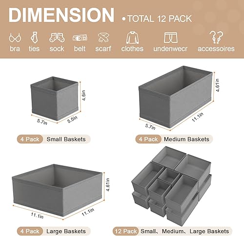 Miniatura 2 de Organizador de cajones de ropa, organizador de aparador para ropa de bebé, ropa interior, calcetines, organización de guardería, divisores de