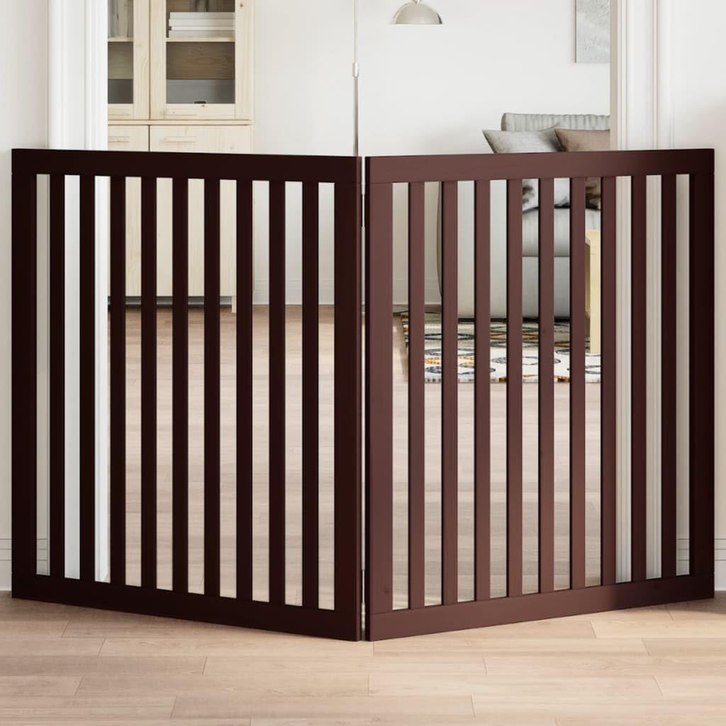 Puerta plegable para perros de 160 cm, de madera de álamo, para interior y exterior, protección segura para cachorros, valla resistente a la intemperie, para casa, jardín, terraza, viajes