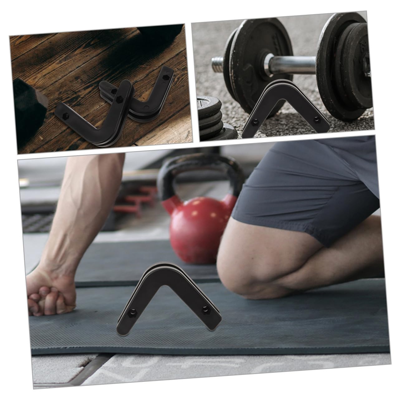 BCOATH 4Pcs Wall Mounted Barbell Rack Hanger Durable Barbell Storage Stand for Home Gym Compatible with Electroplating Coated Dumbbells Material