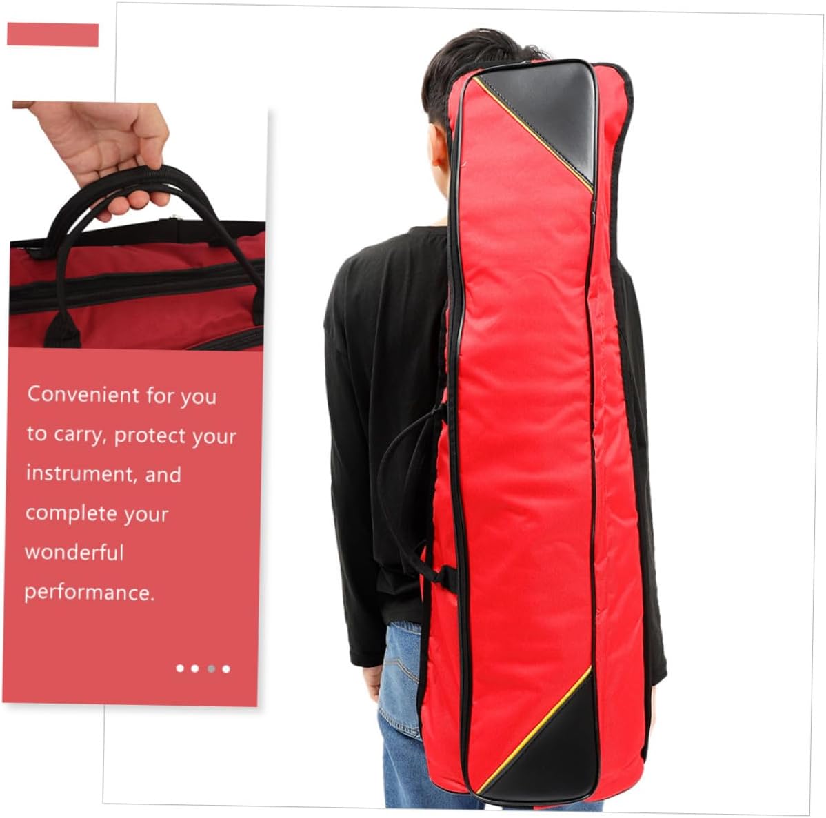 Holibanna Waterproof Oxford Cloth Tenor Trombone Bag, Thickened Red Instrument Protective Carrying Case with Portable Storage for Travel and Gig Use