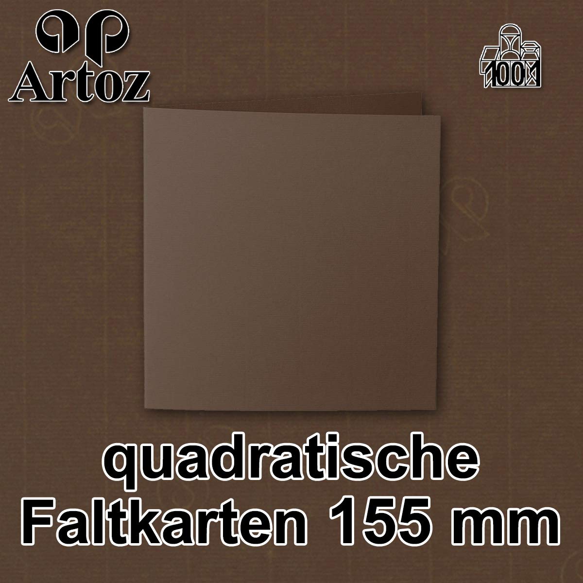 ARTOZ 50x tarjetas plegables cuadradas - marrón - 155 x 155 mm tarjetas en blanco para el diseño propio - 220 g/m² acanalado
