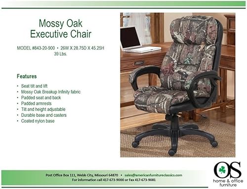 Miniatura 6 de OS Home and Office Furniture - Silla ejecutiva de tela de 45.25 pulgadas en roble musgosonegro