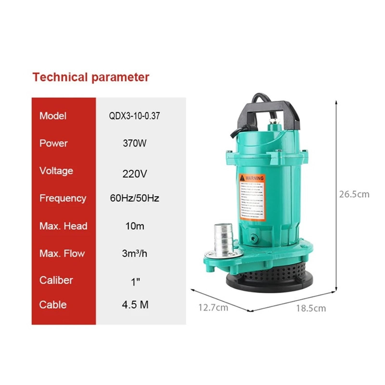 Pompa Sommergibile Portatile Ad Alta Prevalenza Ad Alto Flusso 220 V For L'irrigazione Agricola Del Giardino Di Pompaggio Domestico, Pompa Dell'acqua Di Drenaggio