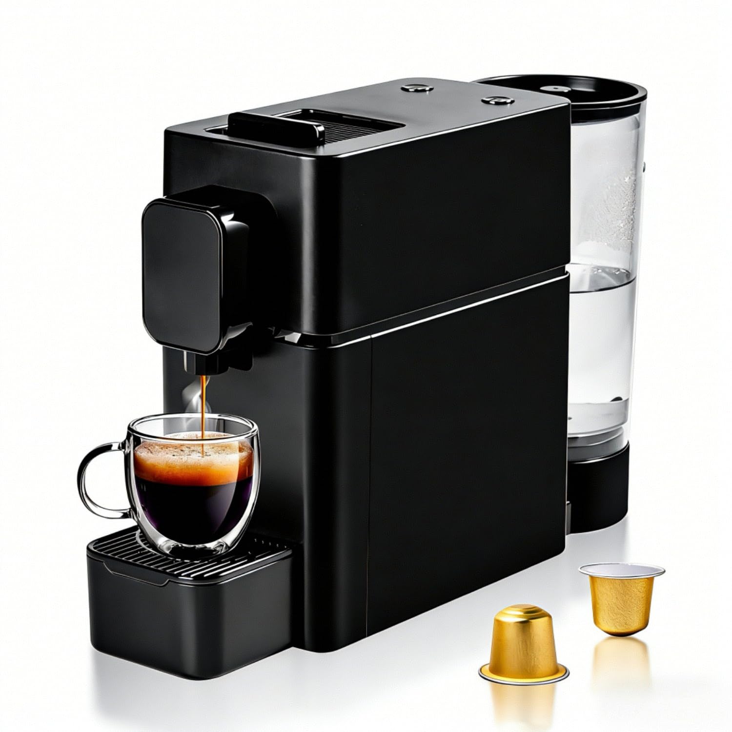 Machine à Café Capsules Pro 19 Bars, Cafetière Espresso Compacte, Température Personnalisée, Premier Café Toujours Chaud, Idéal Bureau et Commerce, Pré-infusion pour Arôme Intense, Noir
