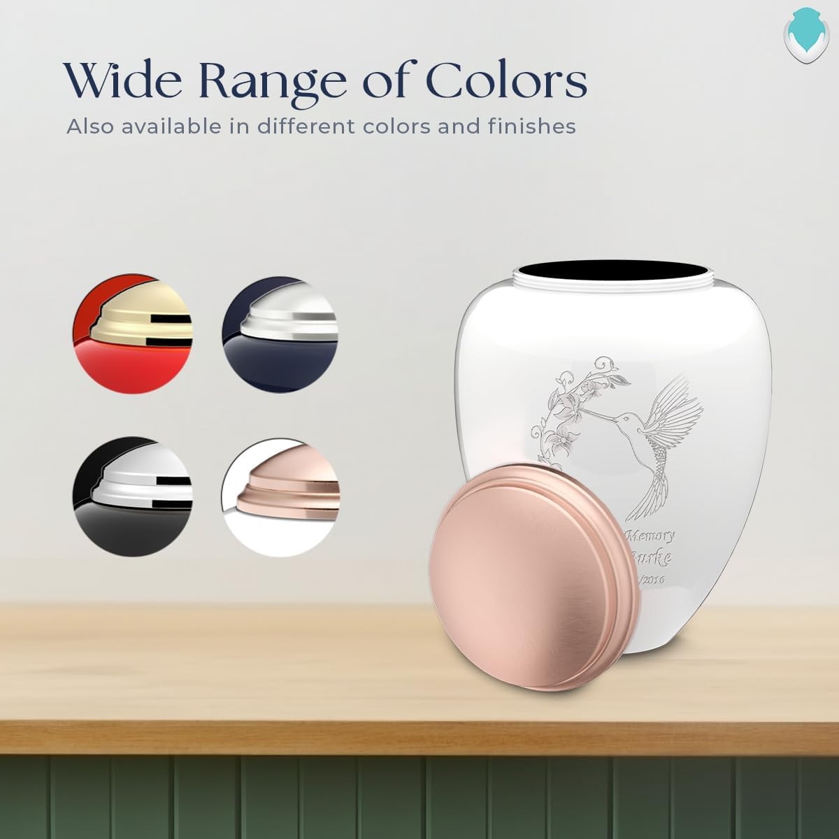 Geturns Tribute Adult Personalized Hummingbird Cremation Urns for Human Ashes I Large White & Rose Gold Funeral Urn for Men and Women I 220 lbs