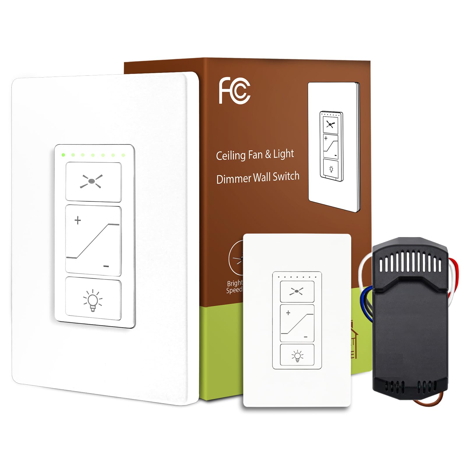 Universal Ceiling Fan Remote Control, Ceiling Fan Remote Control Kit, Ceiling Fan Wall Switch UC9050T, Fan Remote Control Kit Compatible with Hampton