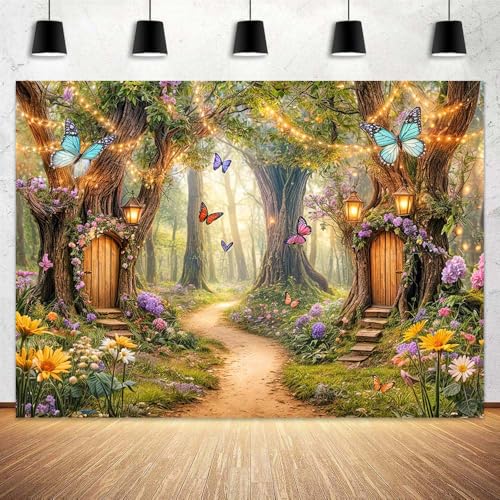 Fondo fotográfico Bosque de cuento de hadas 7X5FT miniatura 1