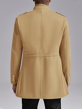 Buy Karlywindow Mens Trench Coat Long Sleeve Stand Collar Single