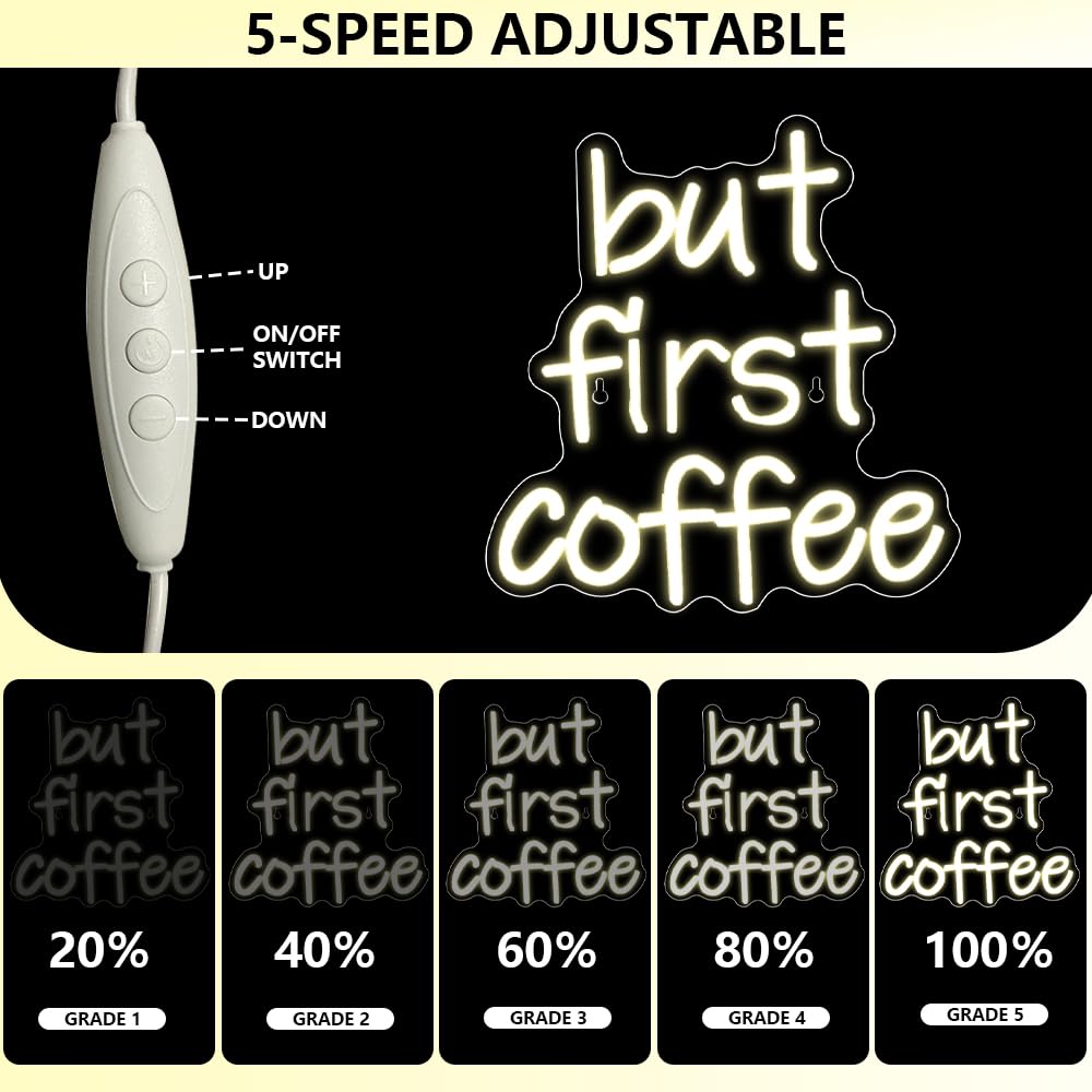 RuCvixkt But First Coffee Neon Sign- Coffee Bar Led Neon Sign for Business Neon Led Light Accessories Light Up for Wall Decor USB Powered Bright Shop for Art Decor Party - Image 4