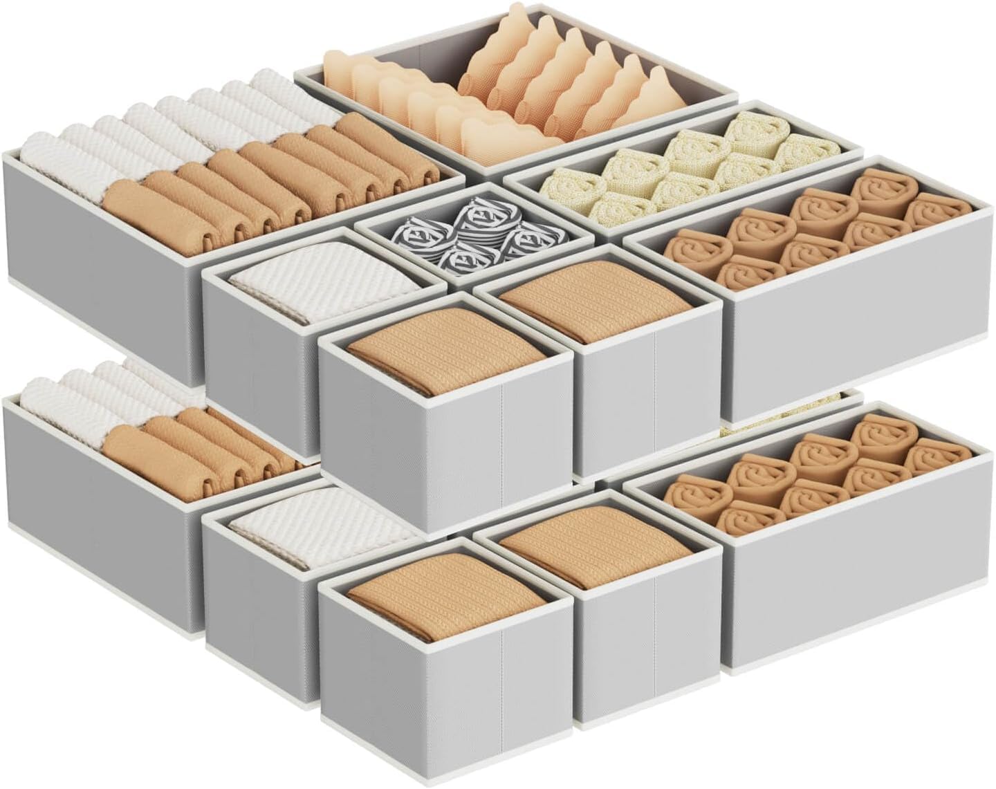 HSD HousewareDrawer Organizer Clothes 16 Pack, Foldable Dresser Drawer Organizers, Fabric Drawer Divider for Baby Clothes, Drawer Dividers for Clothing Socks Bra Underwear Tie Scarf Wardrobe