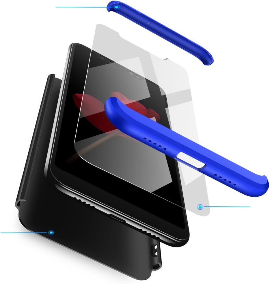 phone protective case For OPPO A73/F5/F5 Youth/A75 Black blue,Ultra-thin 3 in 1 full body protection cover,Anti Scratch Slip Frame,with[2 Pack]3D Clear Tempered Glass Film Screen Protector
